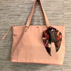 NWT! ELLIOTT LUCCA -Vegan Leather Woven Tote -"Blush Woven"-13"Hx20"Wx8"D +SCARF